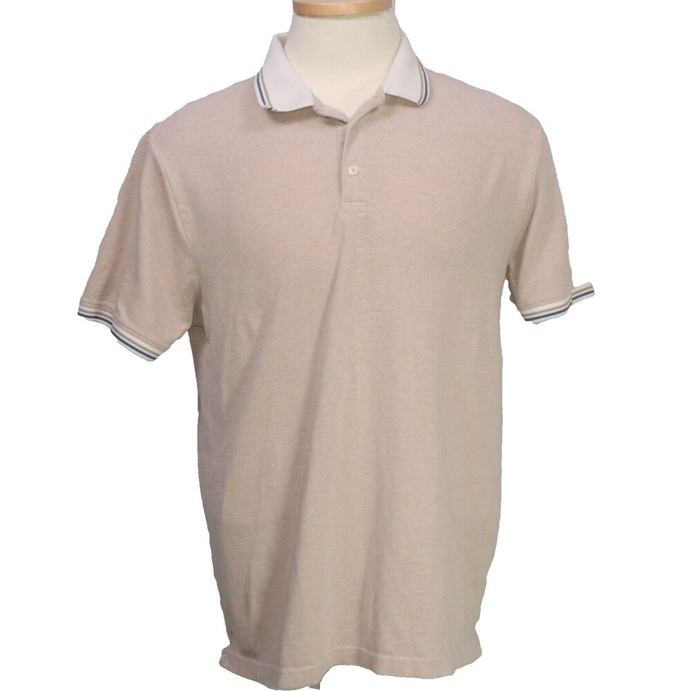 Denim & Flowers Tan Polo Golf Shirt Size Large